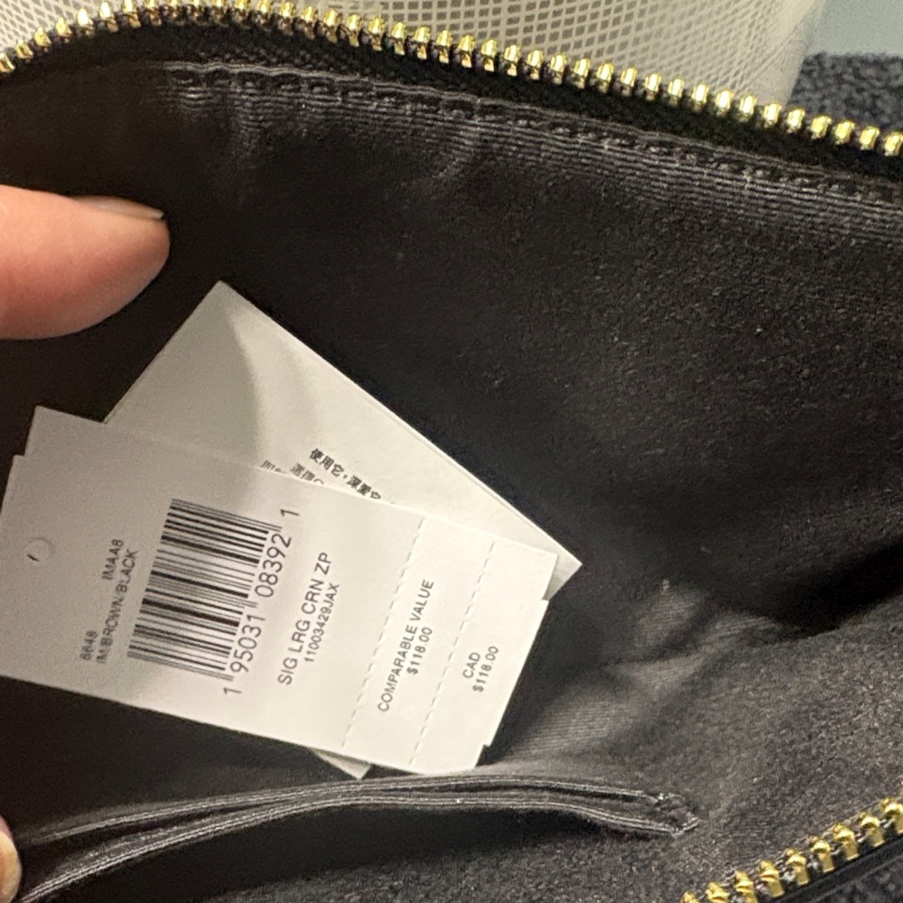 Coach Signature Brown Wristlet with Gold Accents - Picture 2 of 5